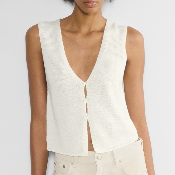 Aritzia Tops - ARITZIA Wilfred Basque Sweater Vest in white light birch